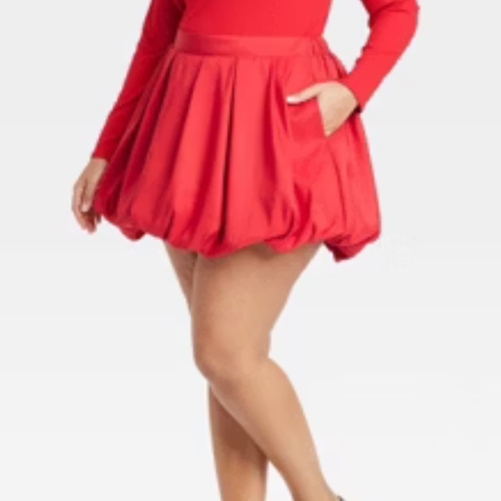 A New Day Women's Red Bubble Hem Mini Skirt Bottom New Size XS